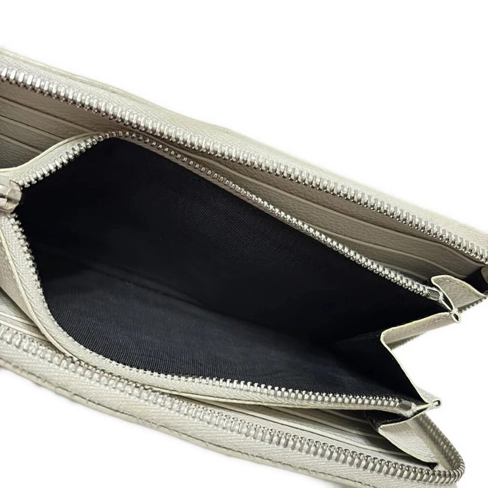 SAINT LAURENT PARIS - 414680 Cream Leather Long Wallet - Picture 4 of 5